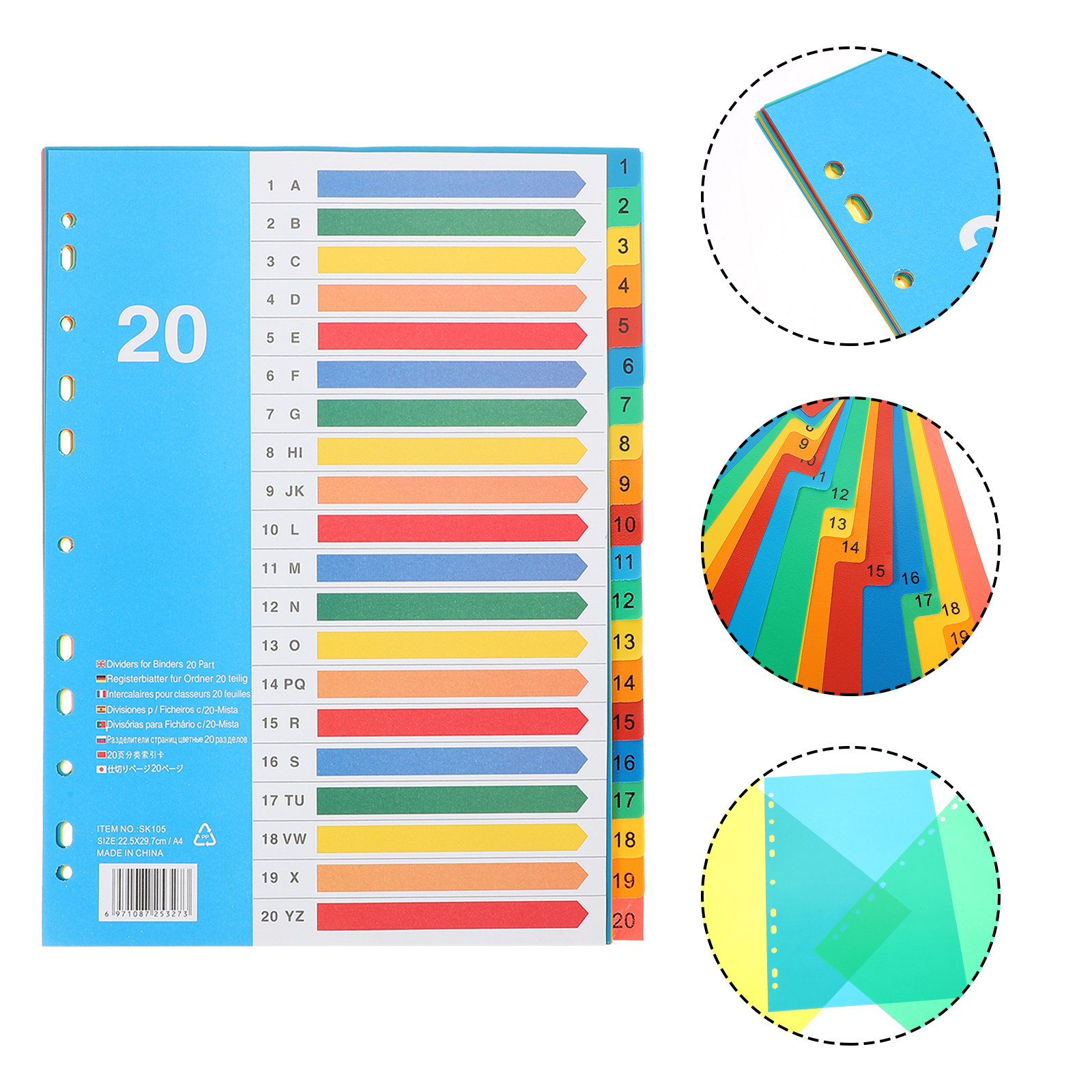 5Pcs Binder Dividers Colored P - огляд і ціна Tab Divider A4